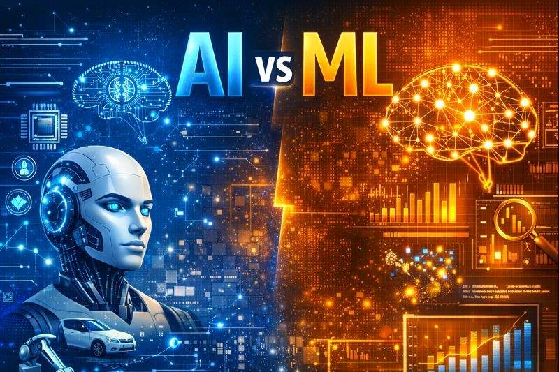Difference between AI and Machine Learning explained visually