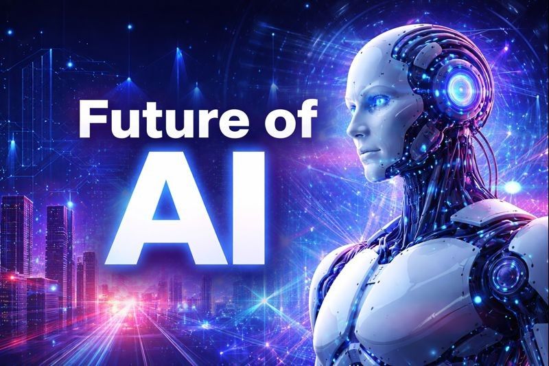 Future of AI concept showing artificial intelligence and smart technology